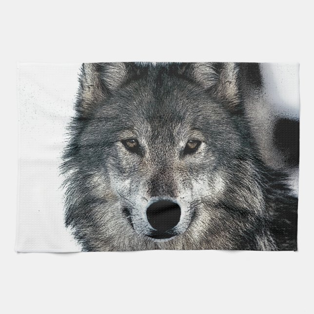 Gray Wolf Geschirrtuch (Horizontal)