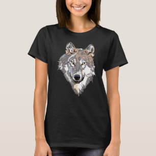 Gray Wolf Head Art Howling Moon Animal Forest Lone T-Shirt