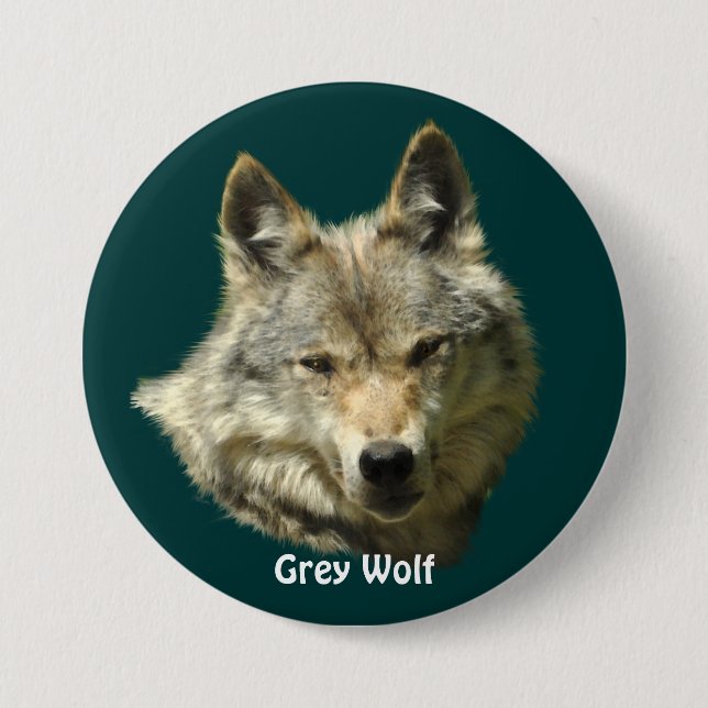 Gray Wolf Head Wildlife-Lover Collector Abzeichen Button (Vorderseite)