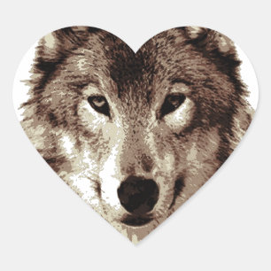 Gray Wolf Herz-Aufkleber