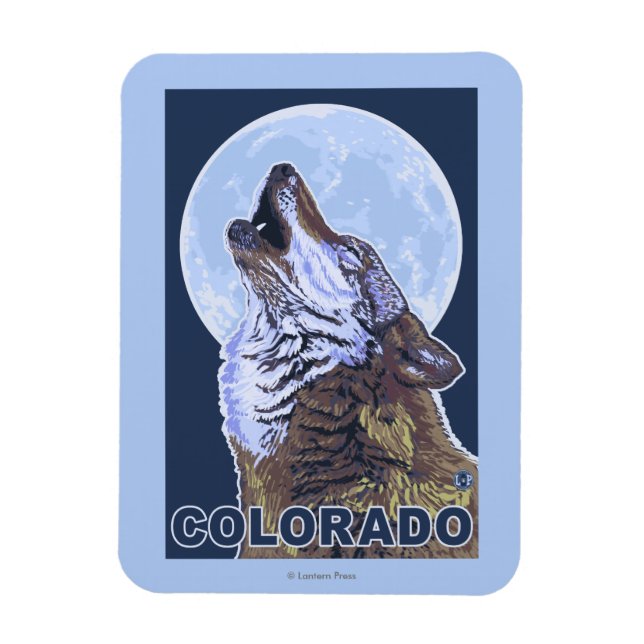 Gray Wolf HowlingColorado Magnet (Vertikal)