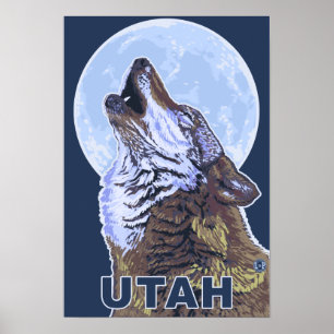 Gray Wolf HowlingUtah Poster