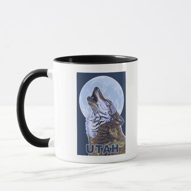 Gray Wolf HowlingUtah Tasse (Links)