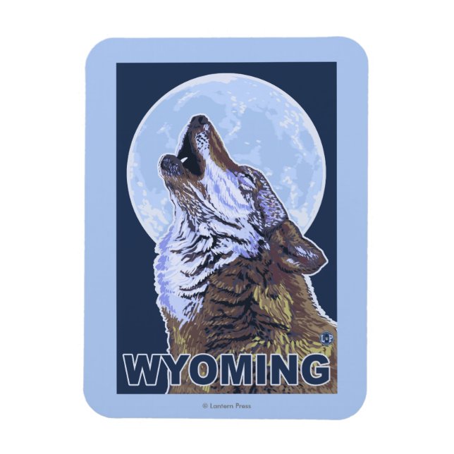 Gray Wolf HowlingWyoming Magnet (Vertikal)