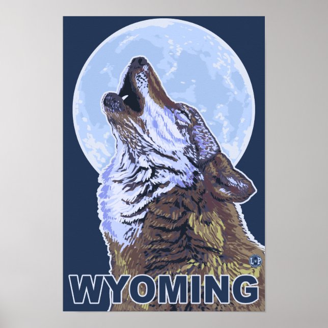 Gray Wolf HowlingWyoming Poster (Vorne)