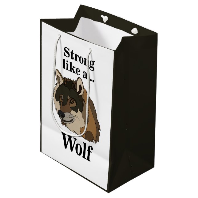 Gray Wolf Mittlere Geschenktüte (Vorderseite Schrägansicht)