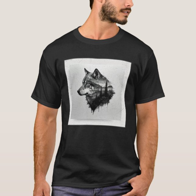 Gray Wolf Paint Splatter Warrior Wild Animal Uniqu T-Shirt (Vorderseite)