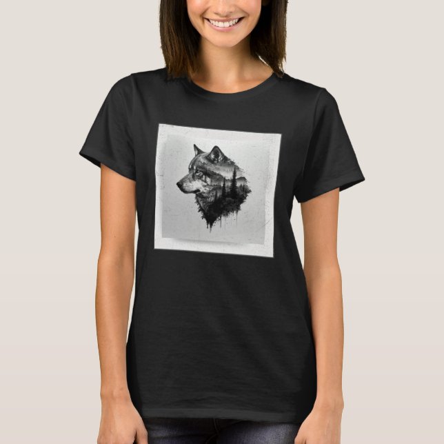 Gray Wolf Paint Splatter Warrior Wild Animal Uniqu T-Shirt (Vorderseite)
