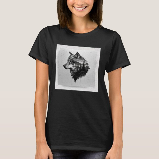 Gray Wolf Paint Spritzer Warrior Wild Animal Uniqu T-Shirt (Vorderseite)