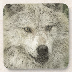 Gray Wolf Pencil Sketch Wildlife Art Geschenk Getränkeuntersetzer
