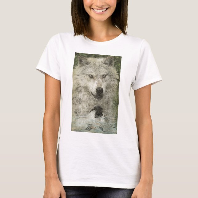 Gray Wolf Pencil Sketch Wildlife Art Geschenk T-Shirt (Vorderseite)