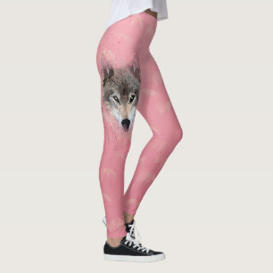 Gray Wolf Pink Leggings