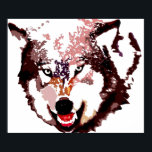 Gray Wolf Pop Art Poster - Wilde Tiere<br><div class="desc">Gray Wolf Portrait & Vollmond - Blauer Tongesicht von Grauen Wolf - Uni Pop Kunst - Wildtiere - Welt der Extremtiere - Wölfe Computerbilder - Digital Comic Style Tierkunst</div>