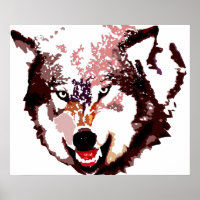 Gray Wolf Pop Art Poster - Wilde Tiere