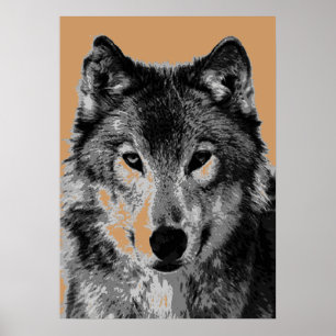 Gray Wolf Portrait Motivierend Freedom Poster