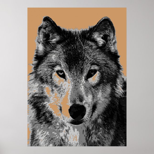 Gray Wolf Portrait Motivierend Freedom Poster (Vorne)