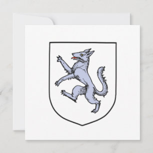 Gray Wolf Rampant auf einem Weißen Schild