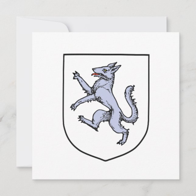 Gray Wolf Rampant auf einem Weißen Schild (Vorderseite)