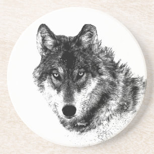 Gray Wolf Sketch Artwork Getränkeuntersetzer