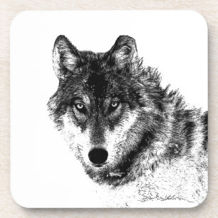 Gray Wolf Sketch Artwork Getränkeuntersetzer