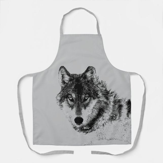 Gray Wolf Sketch Artwork Schürze (Vorderseite)