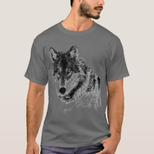 Gray Wolf Sketch Artwork T-Shirt