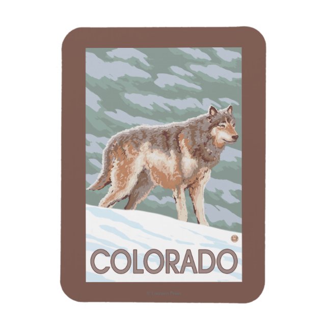 Gray Wolf StandingColorado Magnet (Vertikal)