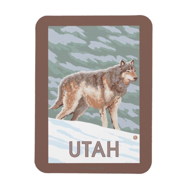 Gray Wolf StandingUtah Magnet (Vertikal)