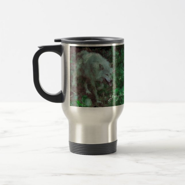 GRAY WOLF Supporter Wildlife Gift Travel Mug Reisebecher (Links)