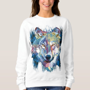 Gray Wolf Sweatshirt Farbiger Wolf Dog