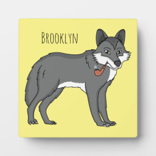 Gray wolf with pipe cartoon illustration fotoplatte