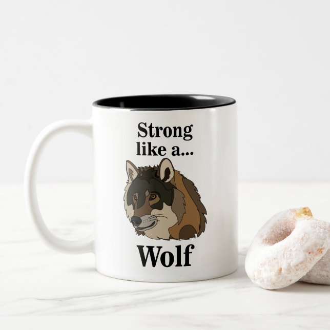 Gray Wolf Zweifarbige Tasse (Mit Donut)