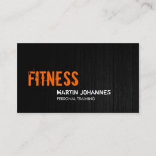 Gray Wood Orange Personal Trainer Business Card Visitenkarte