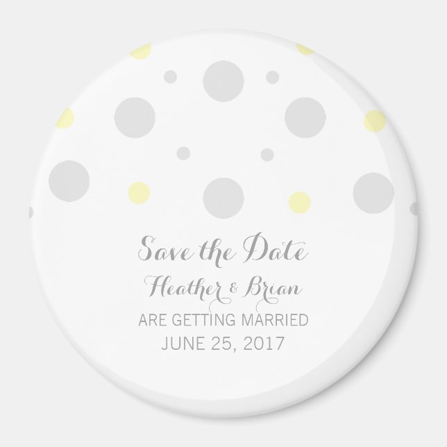 Gray Yellow Confetti Speichern Sie das Date Magnet (Vorne)
