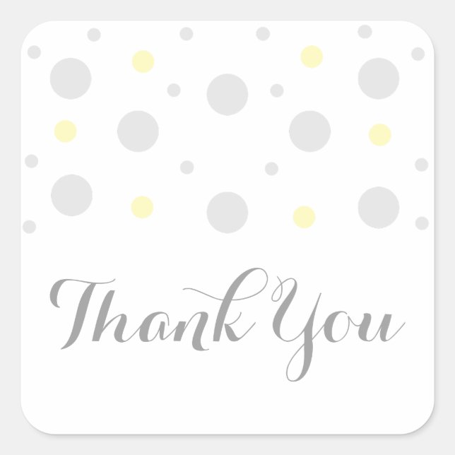 Gray Yellow Confetti Wedding Danke Stickers (Vorderseite)