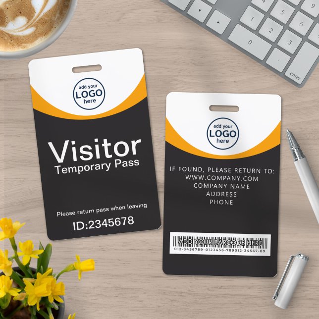 Gray Yellow Corporate Visitor Pass ID QR Code Ausweis (Von Creator hochgeladen)