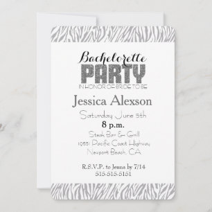 Gray Zebra Print Bachelorette Einladung
