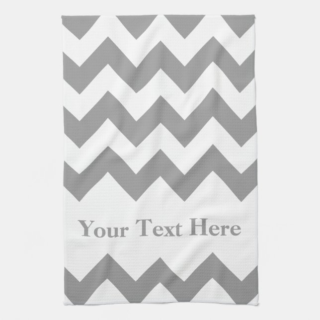 Gray Zickzack mit anpassbarem Text Handtuch (Vertikal)