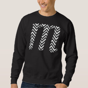 Gray Zickzack White Zigzag Muster Monogram Initial Sweatshirt