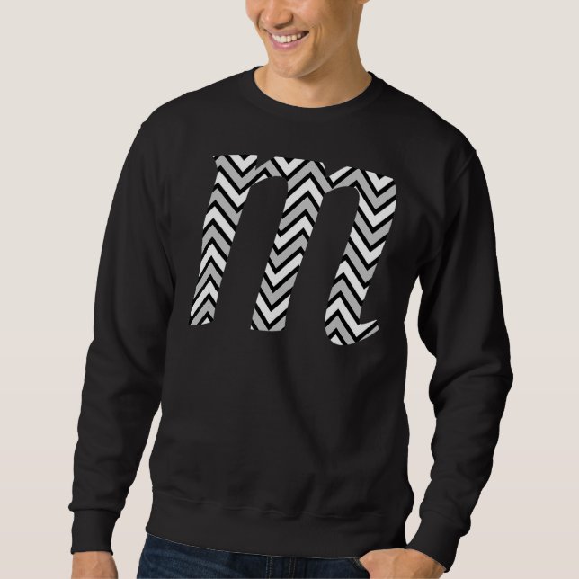Gray Zickzack White Zigzag Muster Monogram Initial Sweatshirt (Vorderseite)
