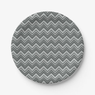 Gray Zig Zags Pappteller