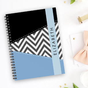 Gray Zigzag, grau Zickzack, blau, Ihr Name Planer