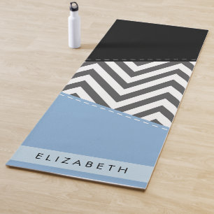 Gray Zigzag, grau Zickzack, blau, Ihr Name Yogamatte