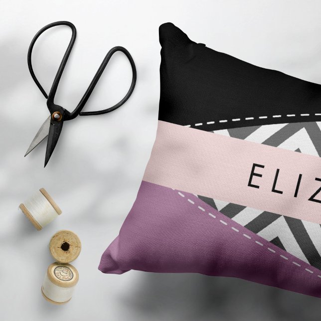 Gray Zigzag, grau Zickzack, Lila, Ihr Name Kissenbezug (Von Creator hochgeladen)