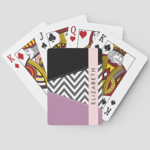 Gray Zigzag, grau Zickzack, Lila, Ihr Name Spielkarten