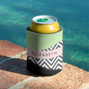 Gray Zigzag, grau Zickzack, Mint, Ihr Name Dosenkühler