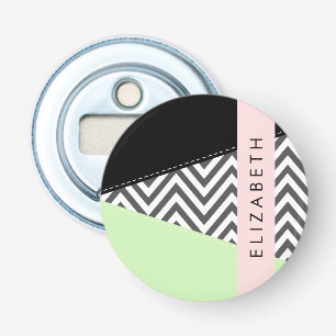 Gray Zigzag, grau Zickzack, Mint, Ihr Name Flaschenöffner