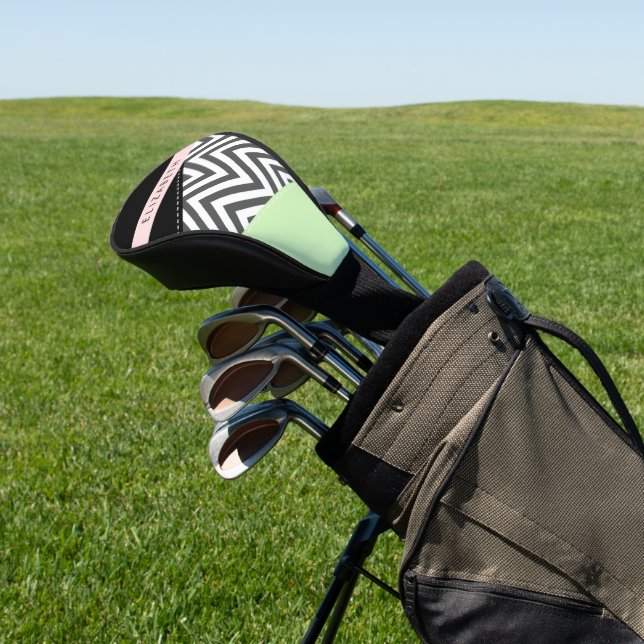 Gray Zigzag, grau Zickzack, Mint, Ihr Name Golf Headcover (In SItu)