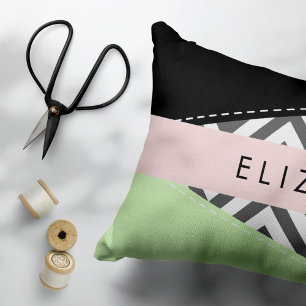 Gray Zigzag, grau Zickzack, Mint, Ihr Name Kissenbezug