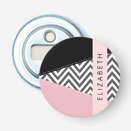 Gray Zigzag, grau Zickzack, rosa, Ihr Name Flaschenöffner